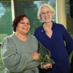 Kate Farenholt of <em>NAMI Maryland</em> (<em>right</em>) receives the Santé Outstanding Mental Health Executive Award 
